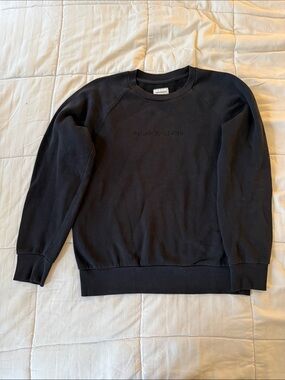 Frank & Oak Black Crewneck Pullover with Subtle Logo